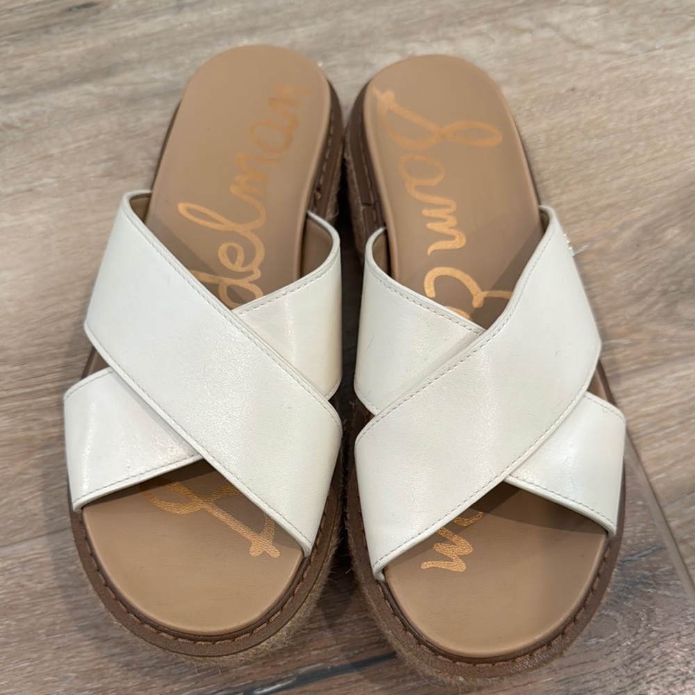 Sam Edelman Korina White Slide Sandals